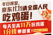 京東11.11冬日大禮：每天至高11萬(wàn)份雞蛋1分錢帶回家！